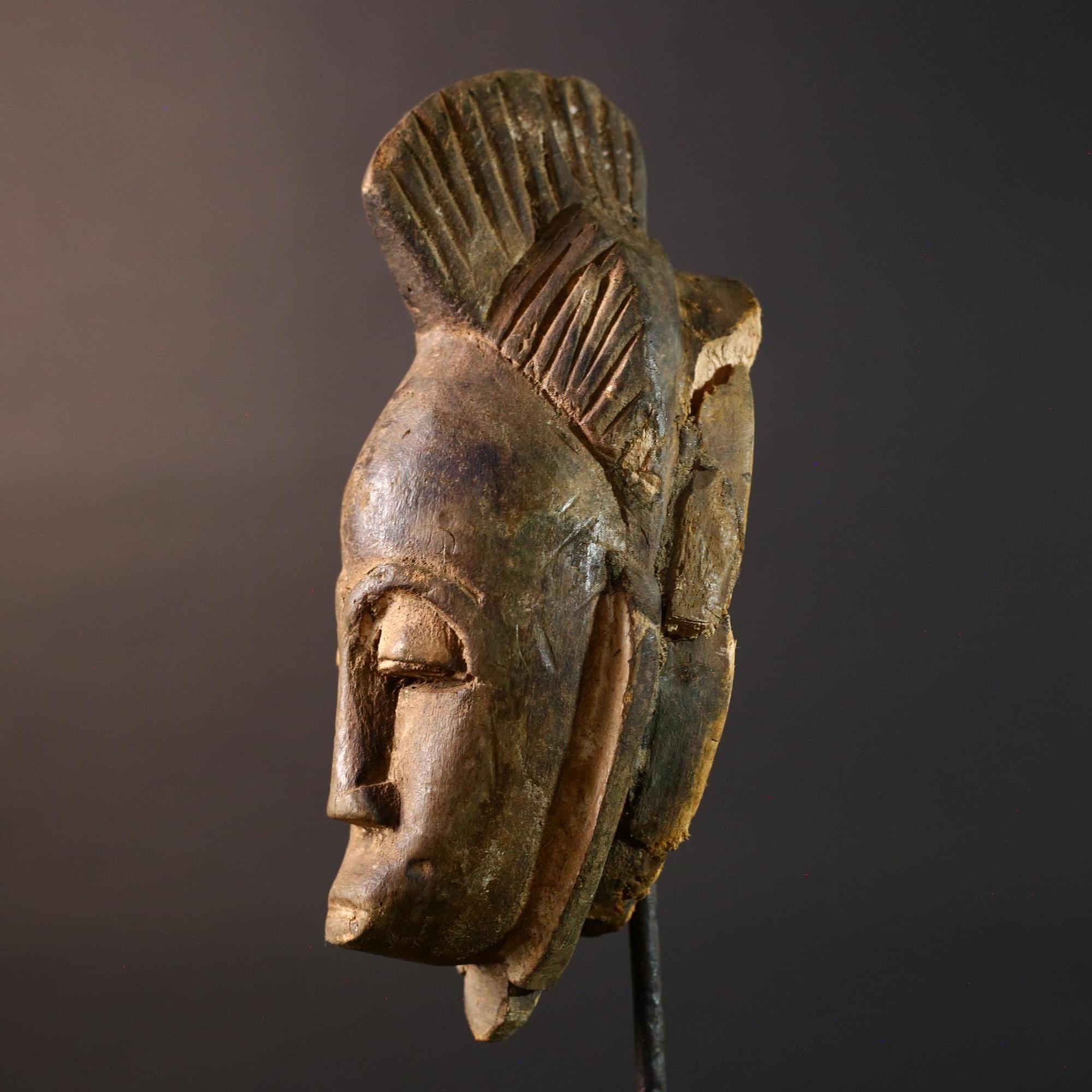 African tribal wall mask guro hand carved face art wood sculpture vintage decor from west africa G5472