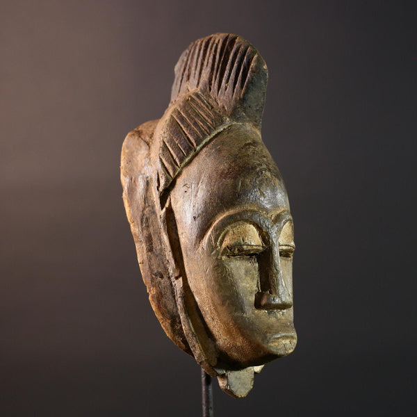 African tribal wall mask guro hand carved face art wood sculpture vintage decor from west africa G5472