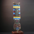 African tribal wall mask bwa plank art handcarved wood sculpture colorful geometric decor from burkina faso west africa G5473