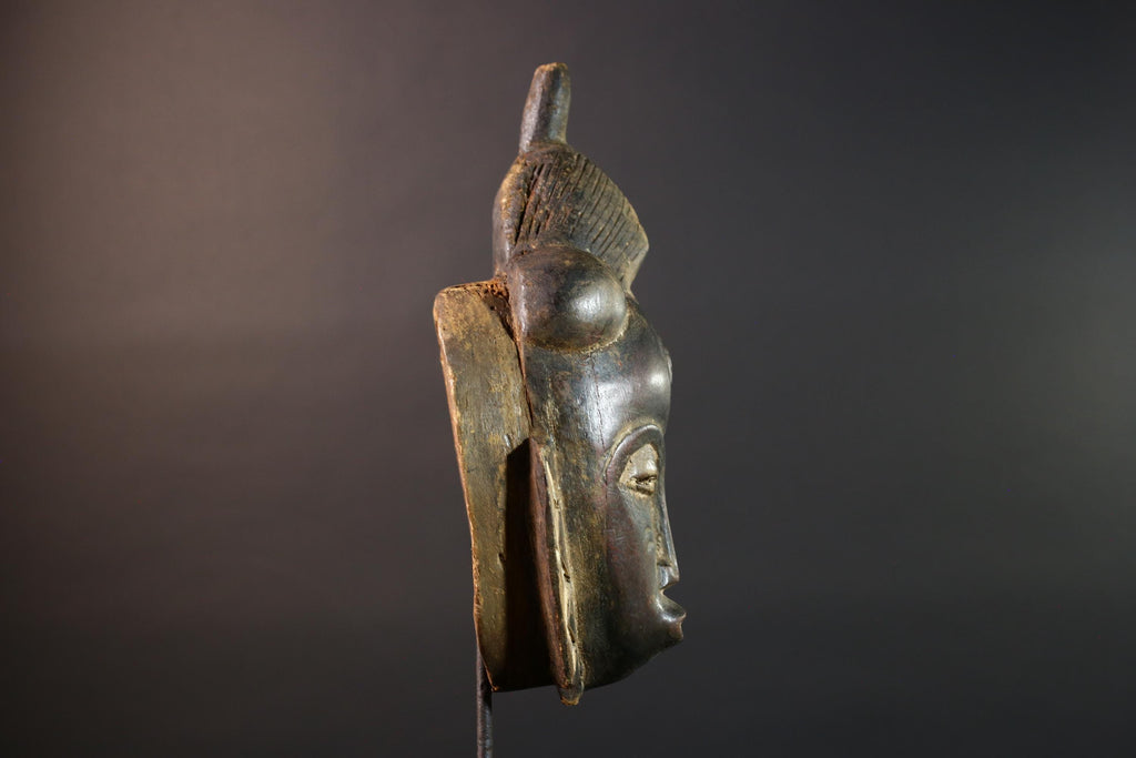 african baule mask tribal face carving ivory coast decor hand carved wood art ancestral sculpture goli wall mask spiritual G5475