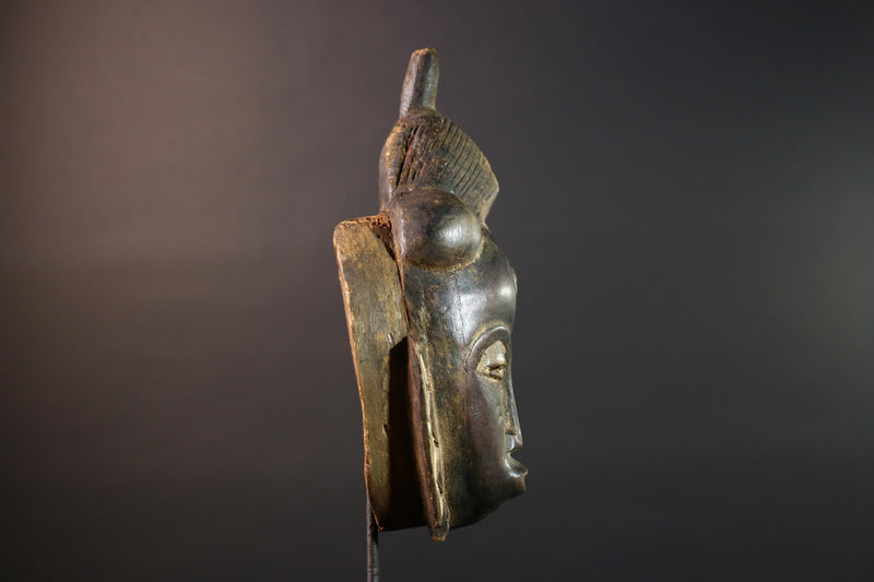 african baule mask tribal face carving ivory coast decor hand carved wood art ancestral sculpture goli wall mask spiritual G5475