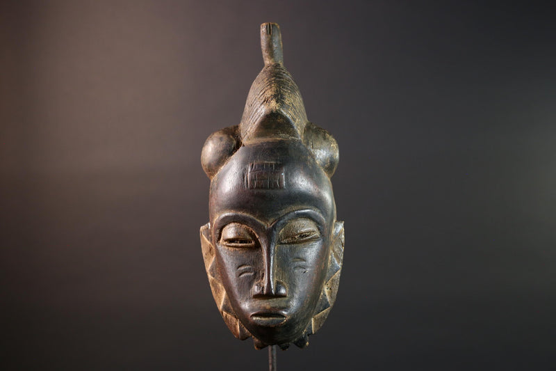 african baule mask tribal face carving ivory coast decor hand carved wood art ancestral sculpture goli wall mask spiritual G5475