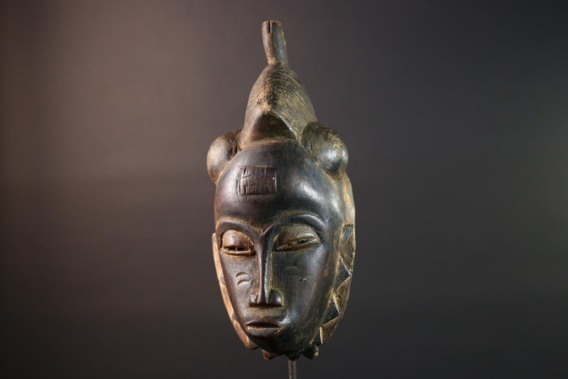african baule mask tribal face carving ivory coast decor hand carved wood art ancestral sculpture goli wall mask spiritual G5475