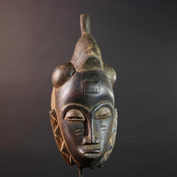 african baule mask tribal face carving ivory coast decor hand carved wood art ancestral sculpture goli wall mask spiritual G5475