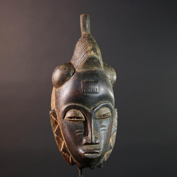 african baule mask tribal face carving ivory coast decor hand carved wood art ancestral sculpture goli wall mask spiritual G5475