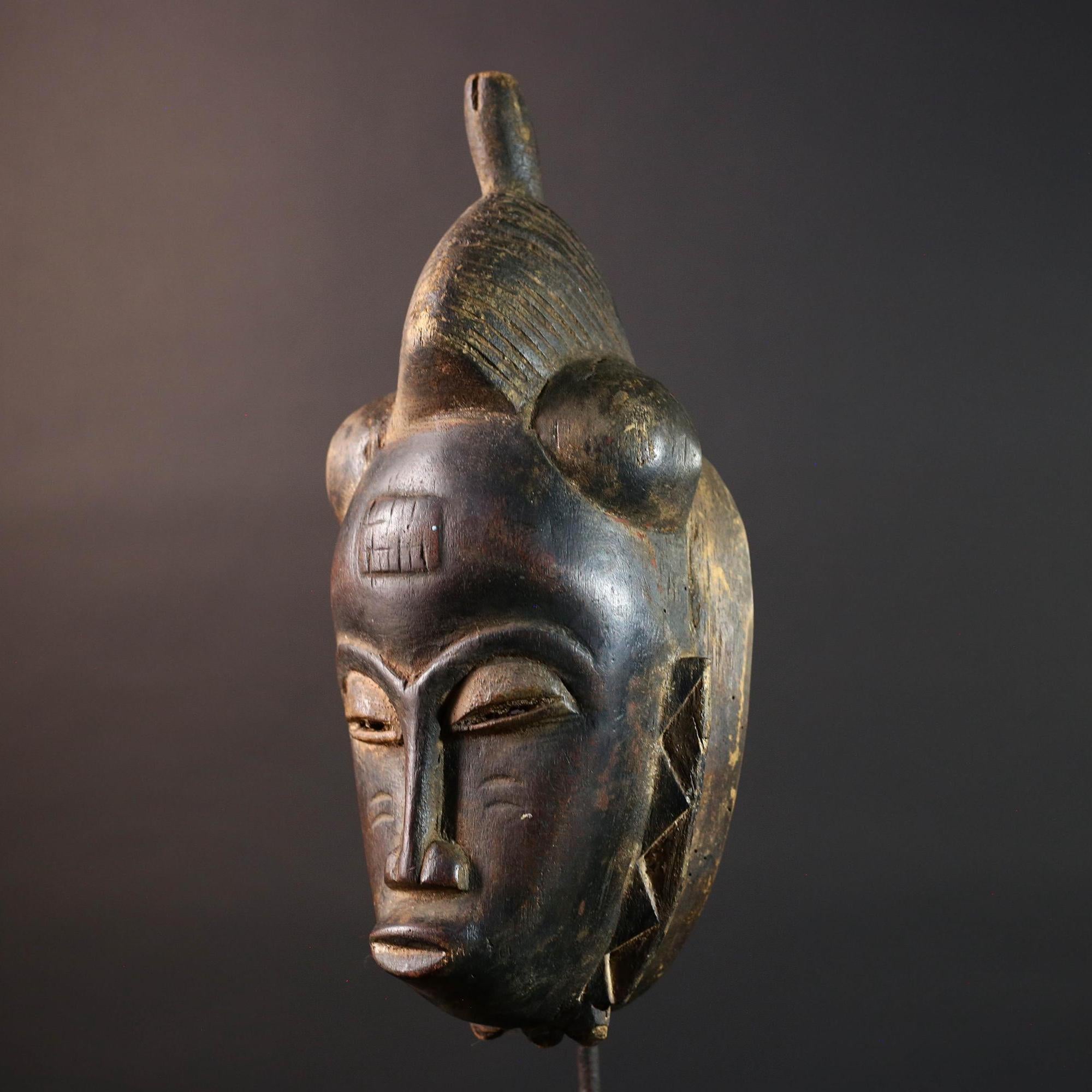 african baule mask tribal face carving ivory coast decor hand carved wood art ancestral sculpture goli wall mask spiritual G5475