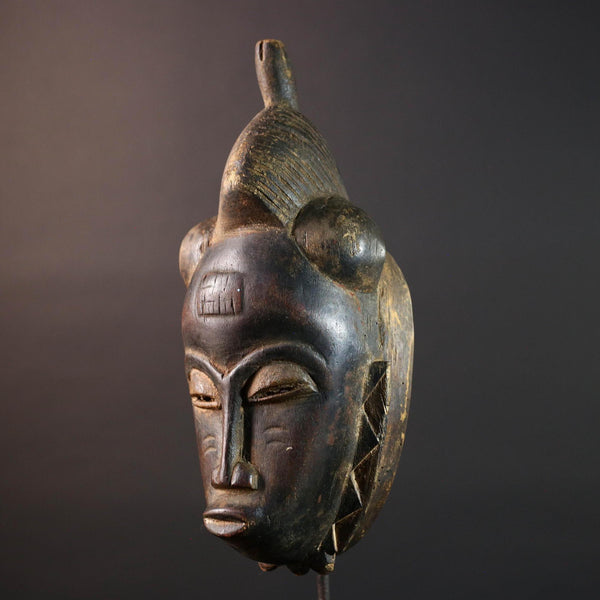 african baule mask tribal face carving ivory coast decor hand carved wood art ancestral sculpture goli wall mask spiritual G5475