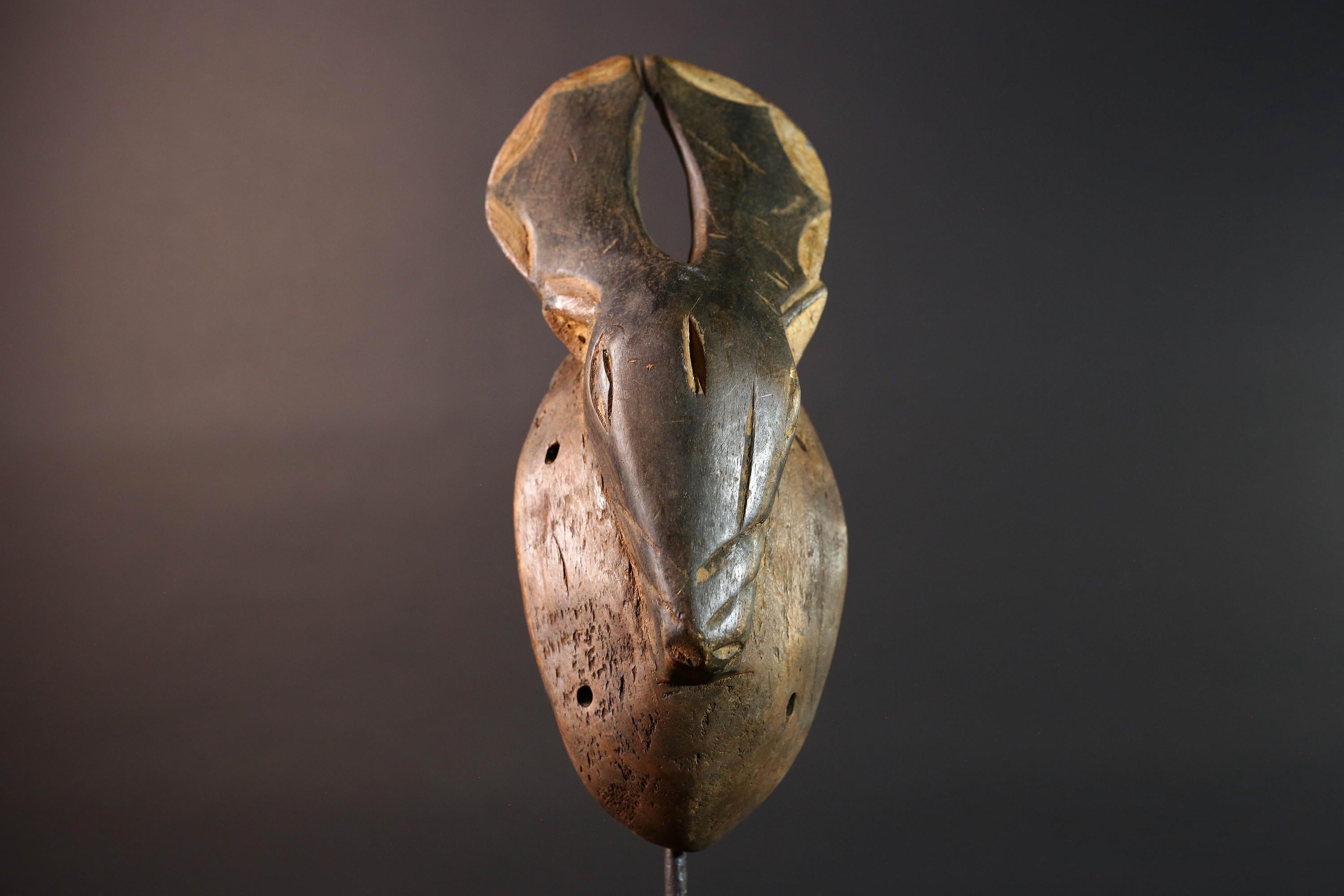 african chi wara antelope mask bamana wood carving tribal decor mali farming spirit wall art hand carved zoomorphic figure G5476