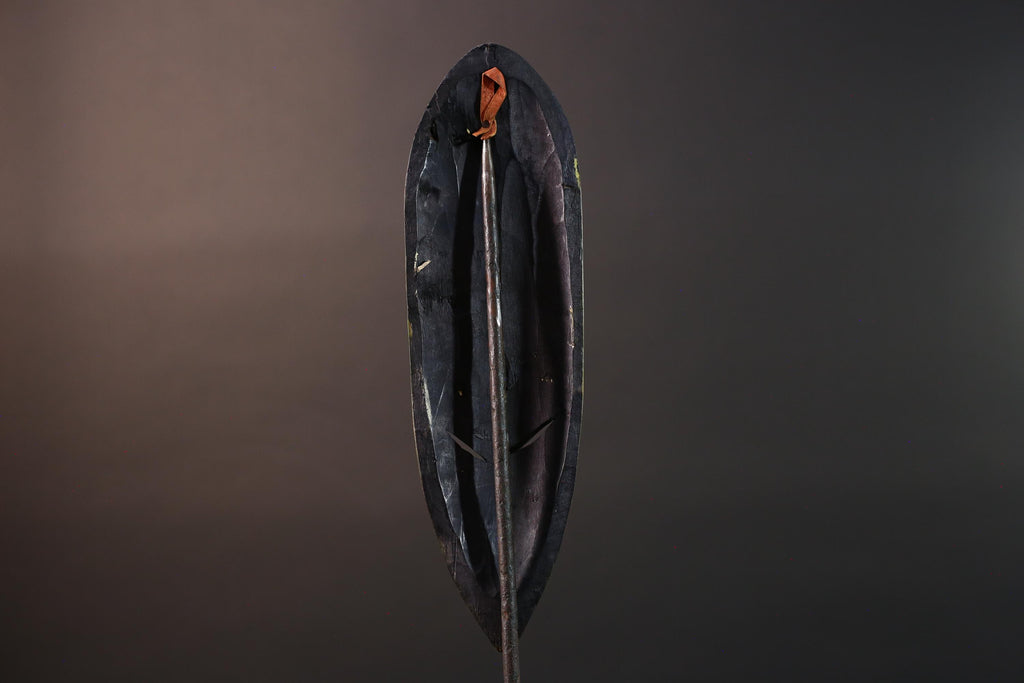 african cobra mask wall art hand carved wood tribal decor baule style snake sculpture multicolor geometric spiritual G5479