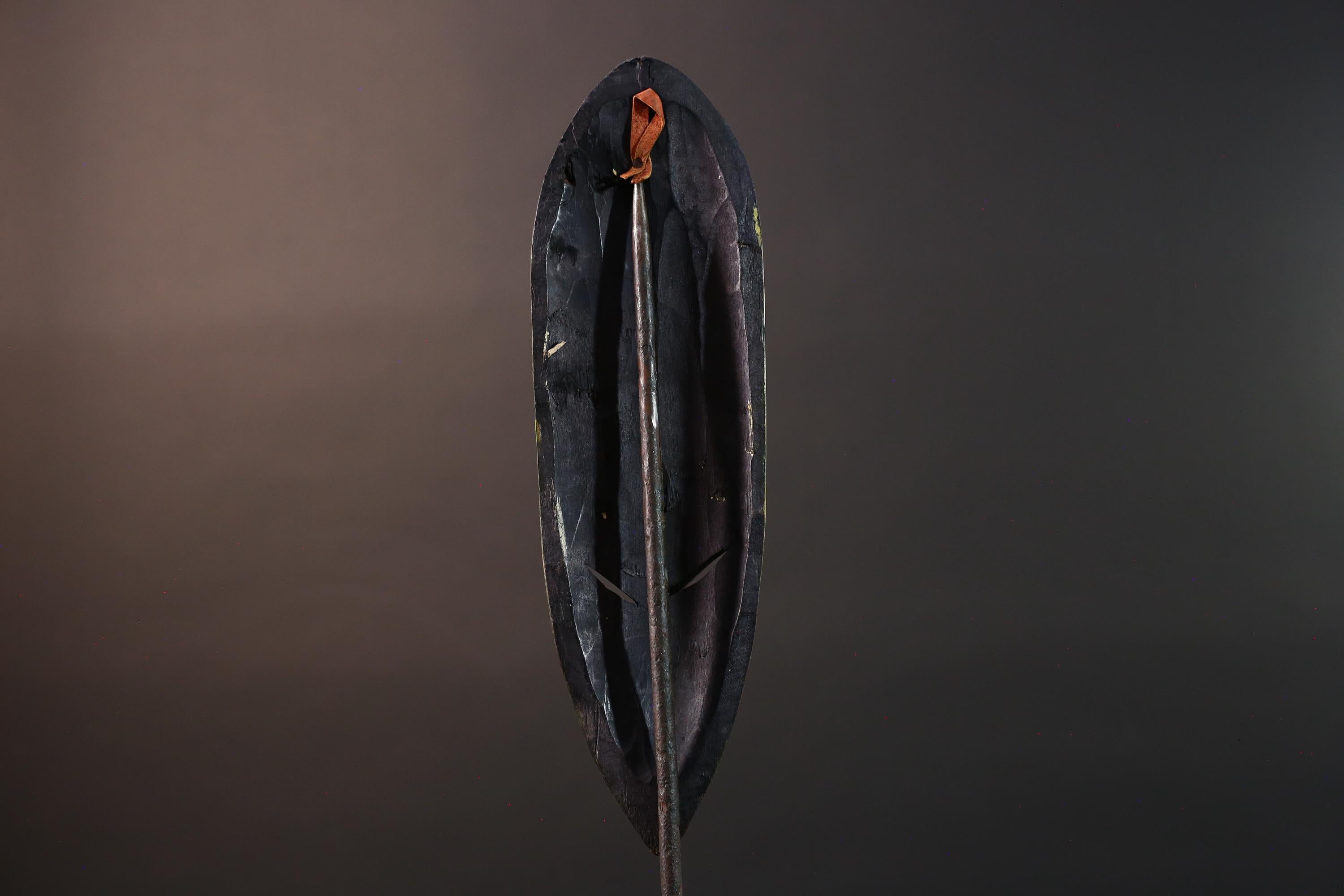 african cobra mask wall art hand carved wood tribal decor baule style snake sculpture multicolor geometric spiritual G5479
