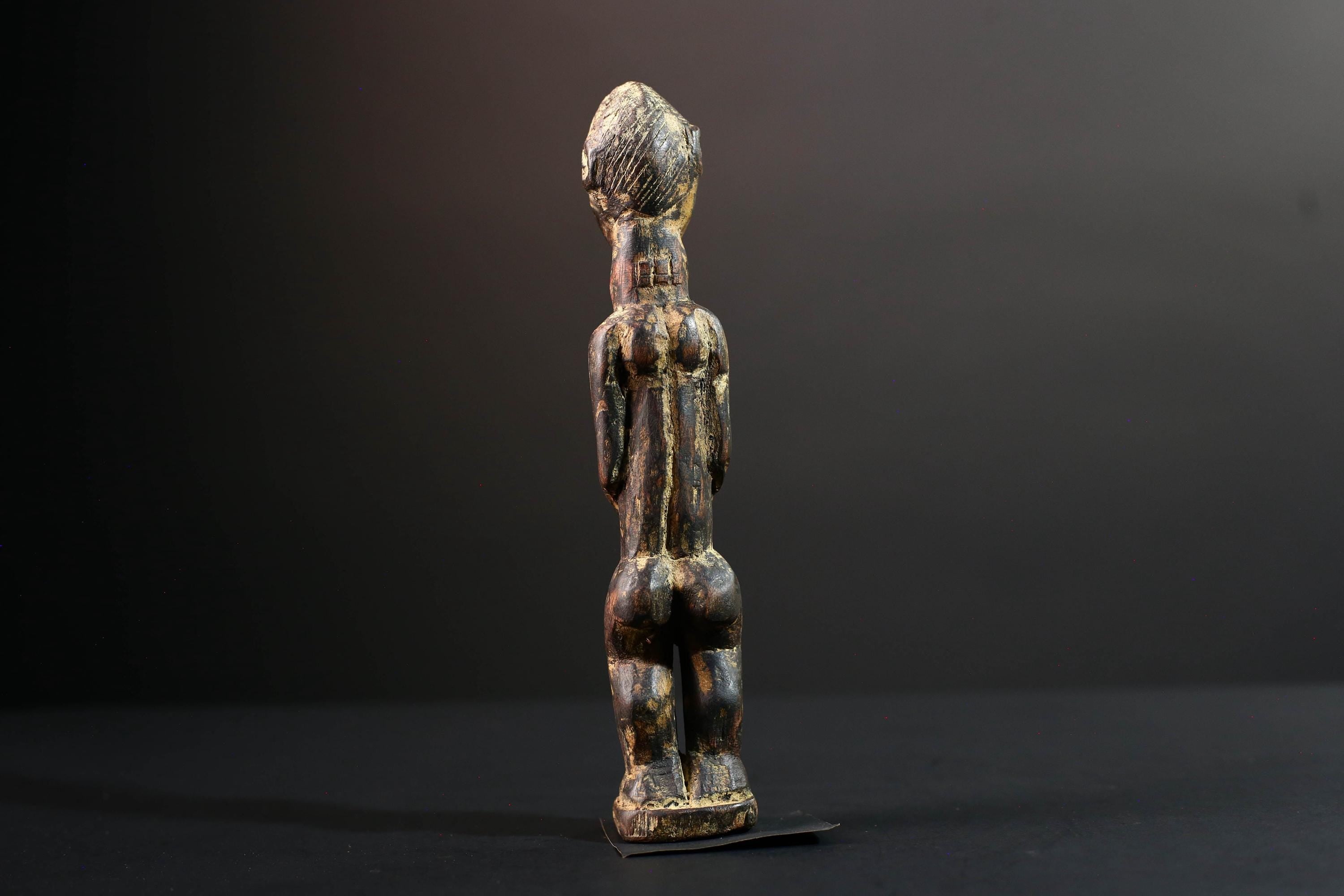 african ancestor figure baule spirit sculpture tribal shrine carving wood ivory coast art handmade fertility statue male G5481