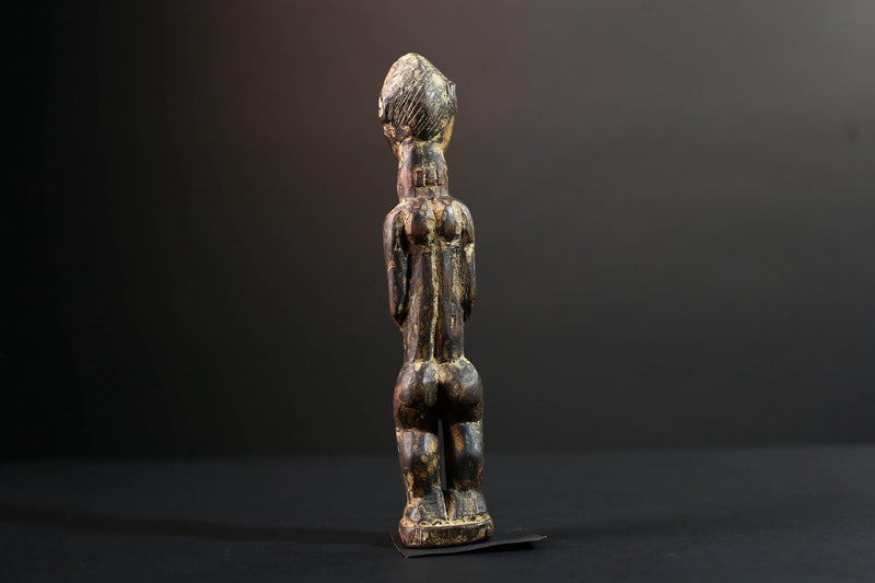 african ancestor figure baule spirit sculpture tribal shrine carving wood ivory coast art handmade fertility statue male G5481