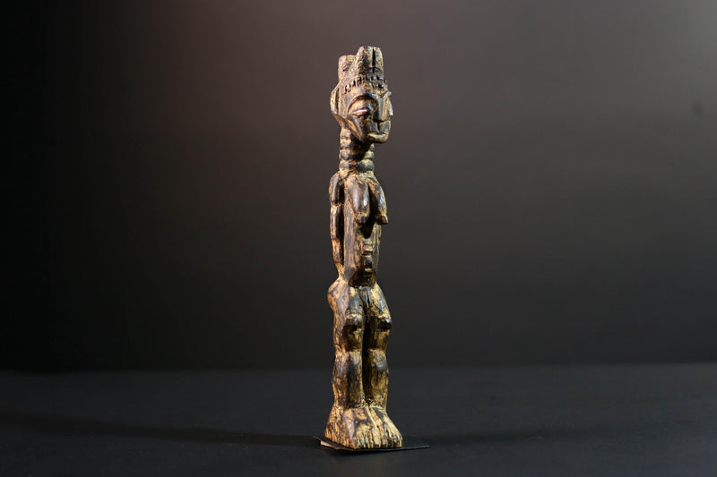 african female ancestor figure baule wood carving fertility statue tribal shrine sculpture ivory coast handmade spiritual G5482
