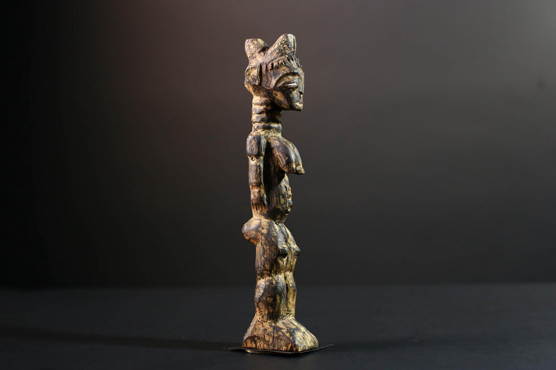 african female ancestor figure baule wood carving fertility statue tribal shrine sculpture ivory coast handmade spiritual G5482