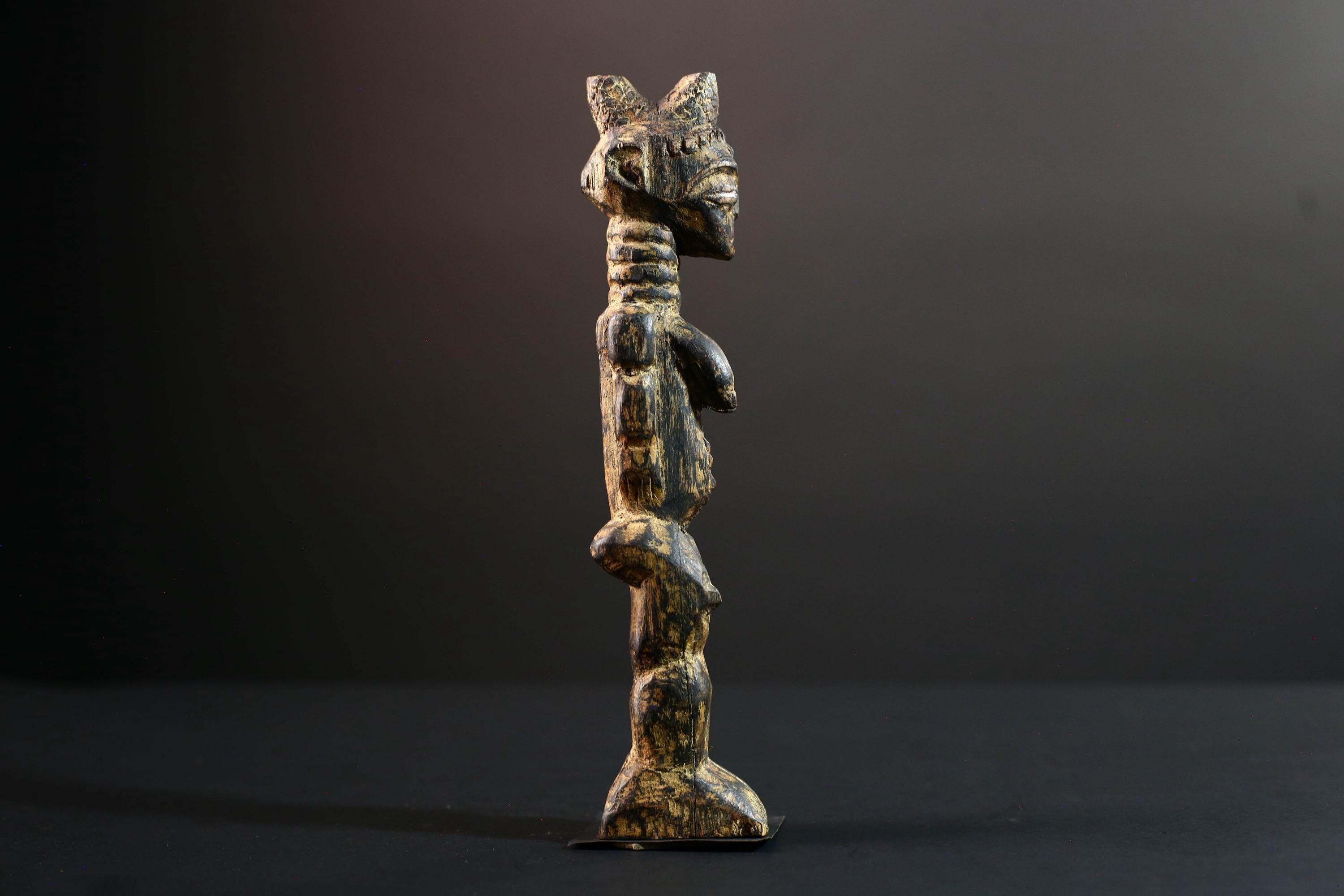 african female ancestor figure baule wood carving fertility statue tribal shrine sculpture ivory coast handmade spiritual G5482