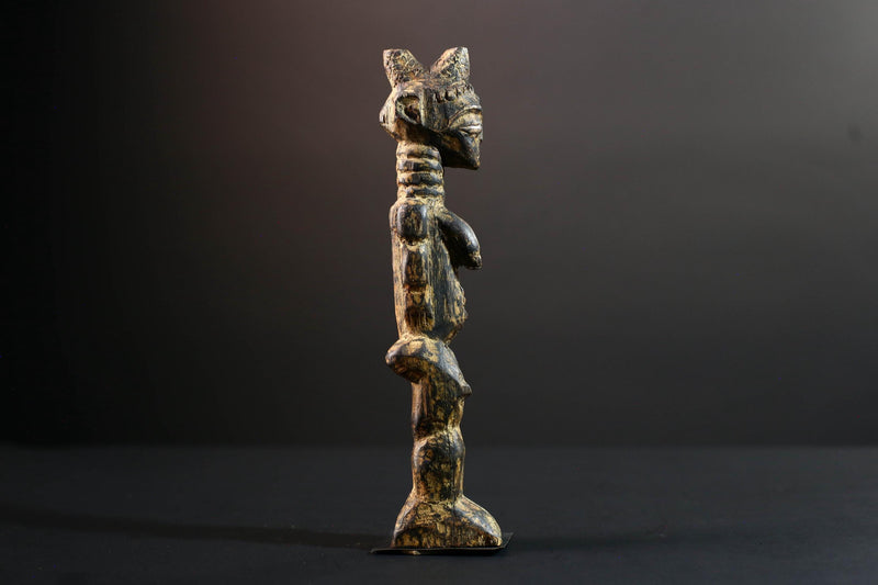 african female ancestor figure baule wood carving fertility statue tribal shrine sculpture ivory coast handmade spiritual G5482