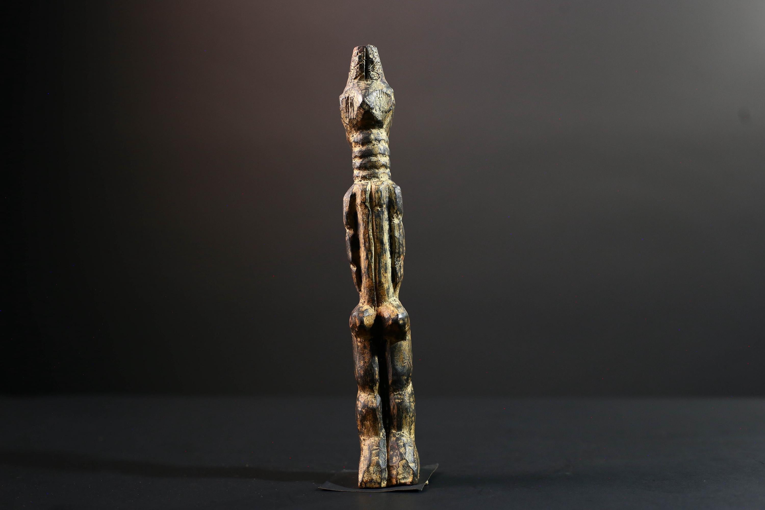 african female ancestor figure baule wood carving fertility statue tribal shrine sculpture ivory coast handmade spiritual G5482