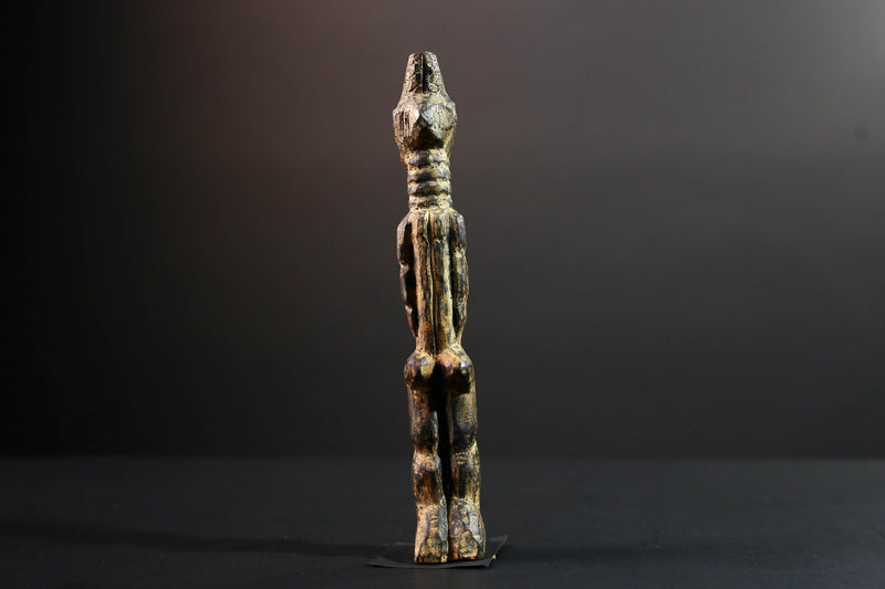 african female ancestor figure baule wood carving fertility statue tribal shrine sculpture ivory coast handmade spiritual G5482