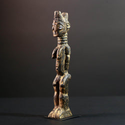 african female ancestor figure baule wood carving fertility statue tribal shrine sculpture ivory coast handmade spiritual G5482
