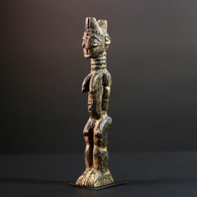 african female ancestor figure baule wood carving fertility statue tribal shrine sculpture ivory coast handmade spiritual G5482