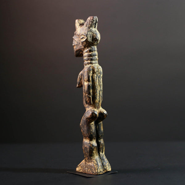 african female ancestor figure baule wood carving fertility statue tribal shrine sculpture ivory coast handmade spiritual G5482