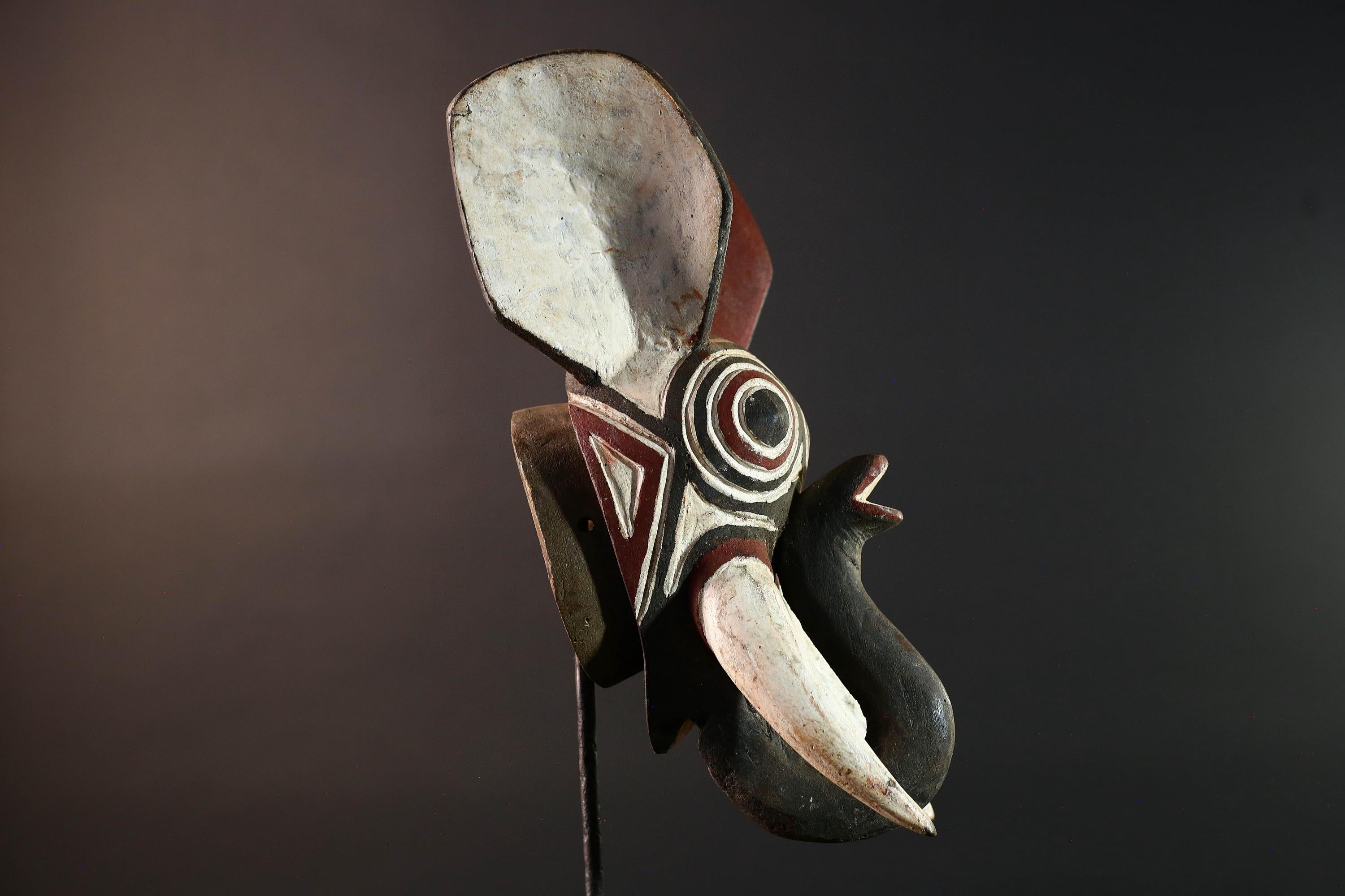 african elephant mask bwa tribal wall art burkina faso carving wood sculpture tusks animal spirit decor handmade festival  G5483
