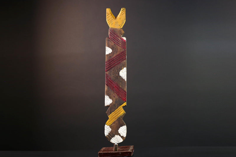 bwa spirit mask african tribal wall art tall plank carving burkina faso wood sculpture ritual decor geometric handmade-G5485