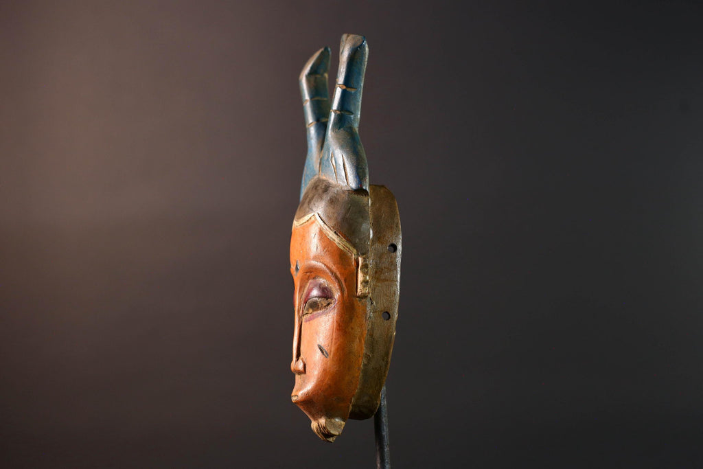baule mask african tribal wall art spirit carving ivory coast decor wood sculpture feminine face handmade goli mask G5486