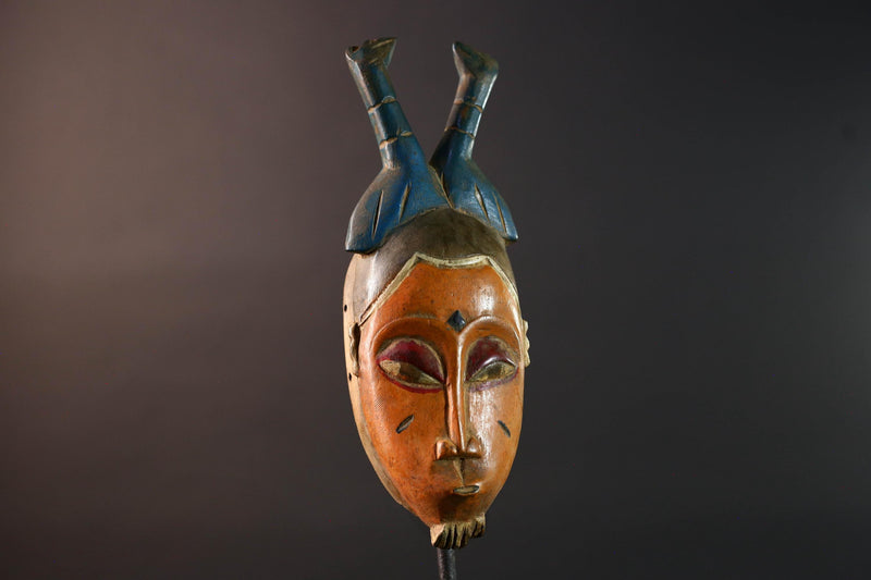 baule mask african tribal wall art spirit carving ivory coast decor wood sculpture feminine face handmade goli mask G5486
