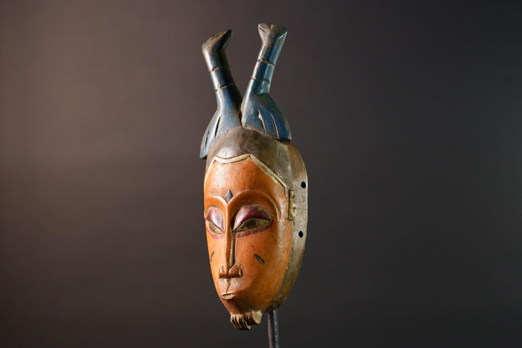 baule mask african tribal wall art spirit carving ivory coast decor wood sculpture feminine face handmade goli mask G5486