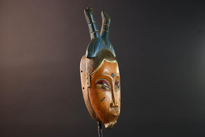 baule mask african tribal wall art spirit carving ivory coast decor wood sculpture feminine face handmade goli mask G5486