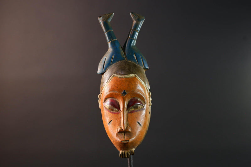 baule mask african tribal wall art spirit carving ivory coast decor wood sculpture feminine face handmade goli mask G5486