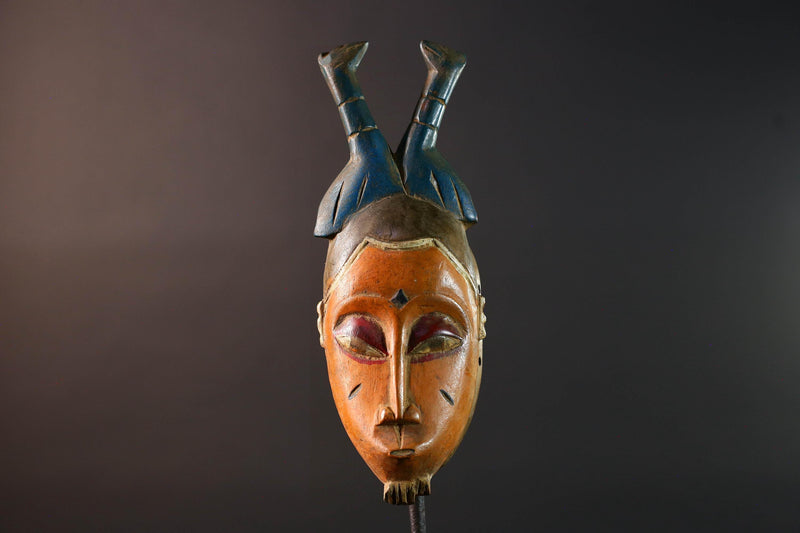 baule mask african tribal wall art spirit carving ivory coast decor wood sculpture feminine face handmade goli mask G5486