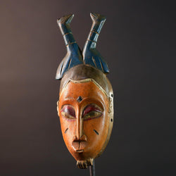 baule mask african tribal wall art spirit carving ivory coast decor wood sculpture feminine face handmade goli mask G5486