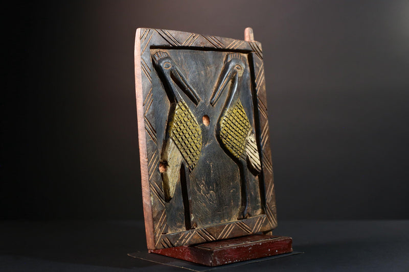 African wood carving Dogon bird panel art piece tribal home decor cultural artifact rustic ethnic wall art unique African sculpture-G5562