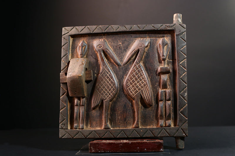 Dogon tribal art African panel carved wall decor ancestral sculpture rustic cultural artifact ethnic wood carving African home accent-G5563