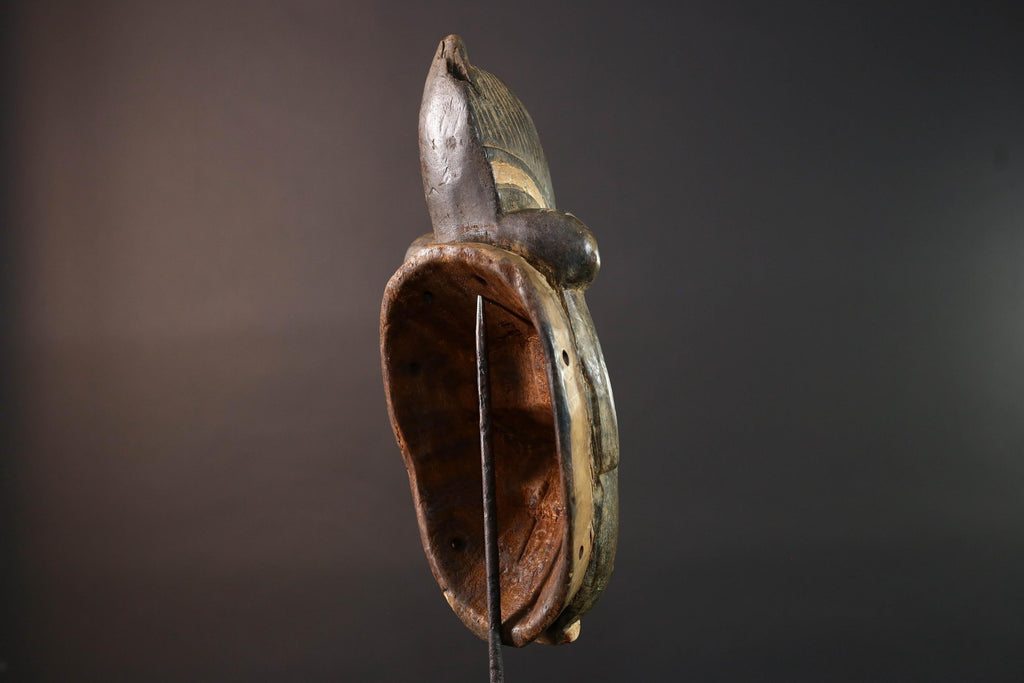 African Baule mask tribal face wall art scarification carving spiritual home decor ivory coast handmade wood sculpture ancestral piece G5491