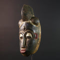 African wall decor Baule tribal mask with ridged crest heart-shaped face and fine carved detail for ancestral cultural display G5497