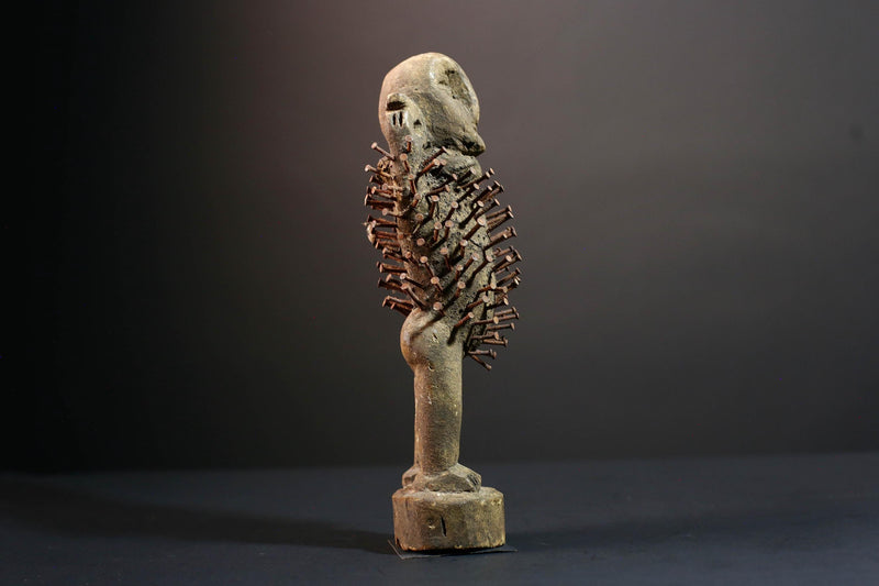 African Kongo nail figure Nkisi Nkondi sculpture carved power statue spiritual tribal art wood decor protective fetish figurine G5507