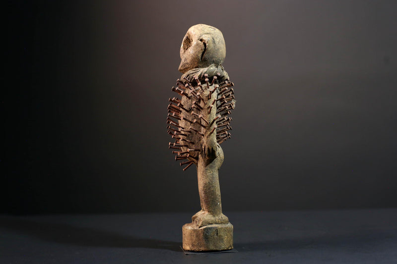 African Kongo nail figure Nkisi Nkondi sculpture carved power statue spiritual tribal art wood decor protective fetish figurine G5507