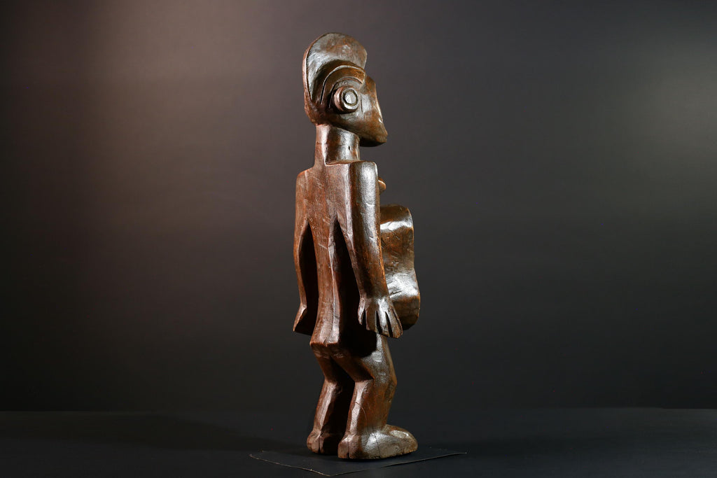 African Tribal Figure Hand Carved Wood Congo Female Sculpture Spirit Ritual Art Decor Collectible Wall Accent Traditional Object-G5595