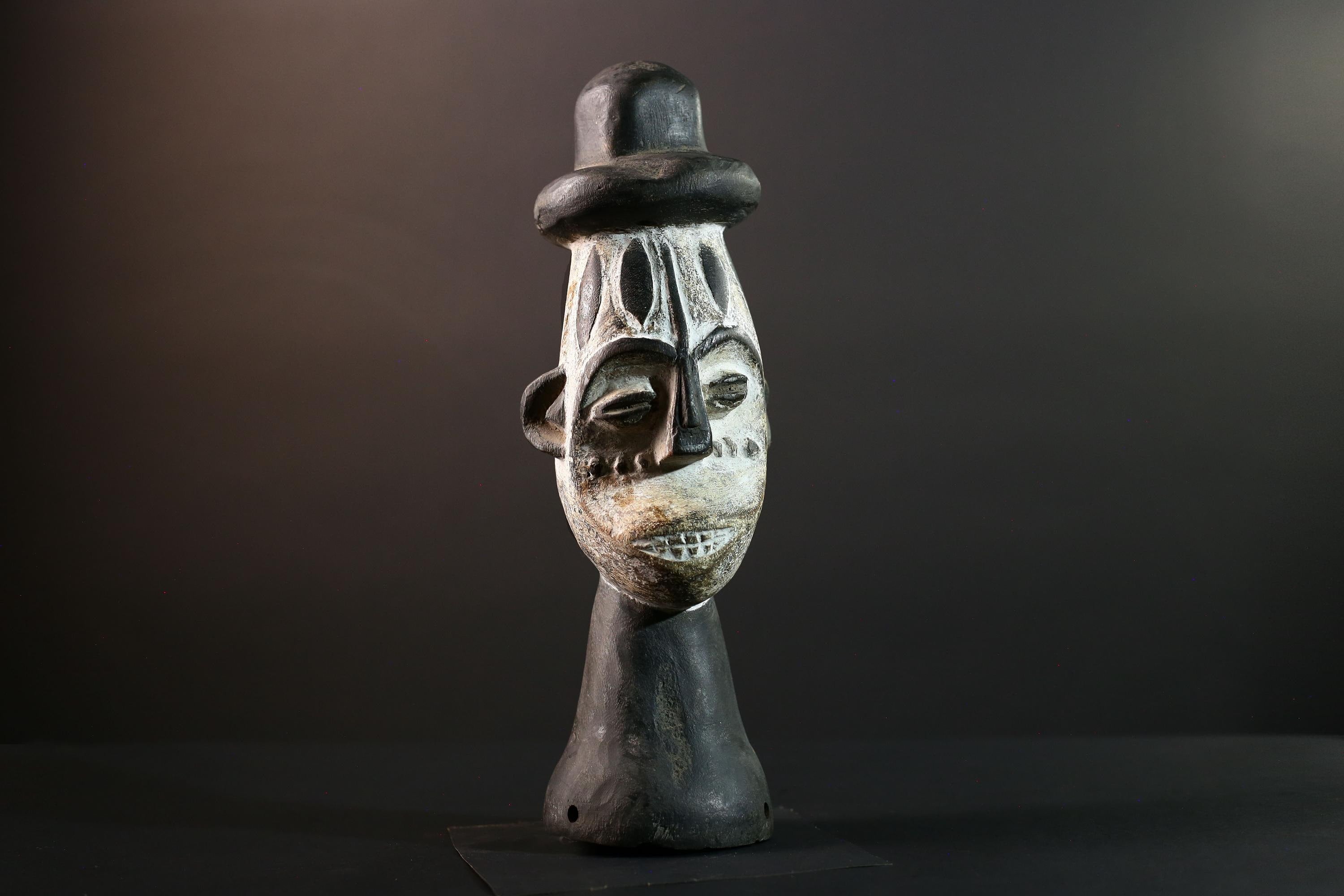 African head sculpture Songye tribal carved wood spirit statue Congo decor ceremonial art spiritual African wall altar piece G5599