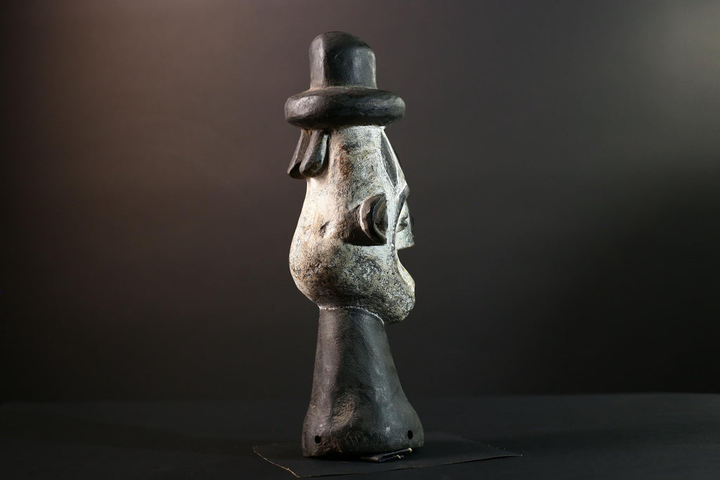African head sculpture Songye tribal carved wood spirit statue Congo decor ceremonial art spiritual African wall altar piece G5599