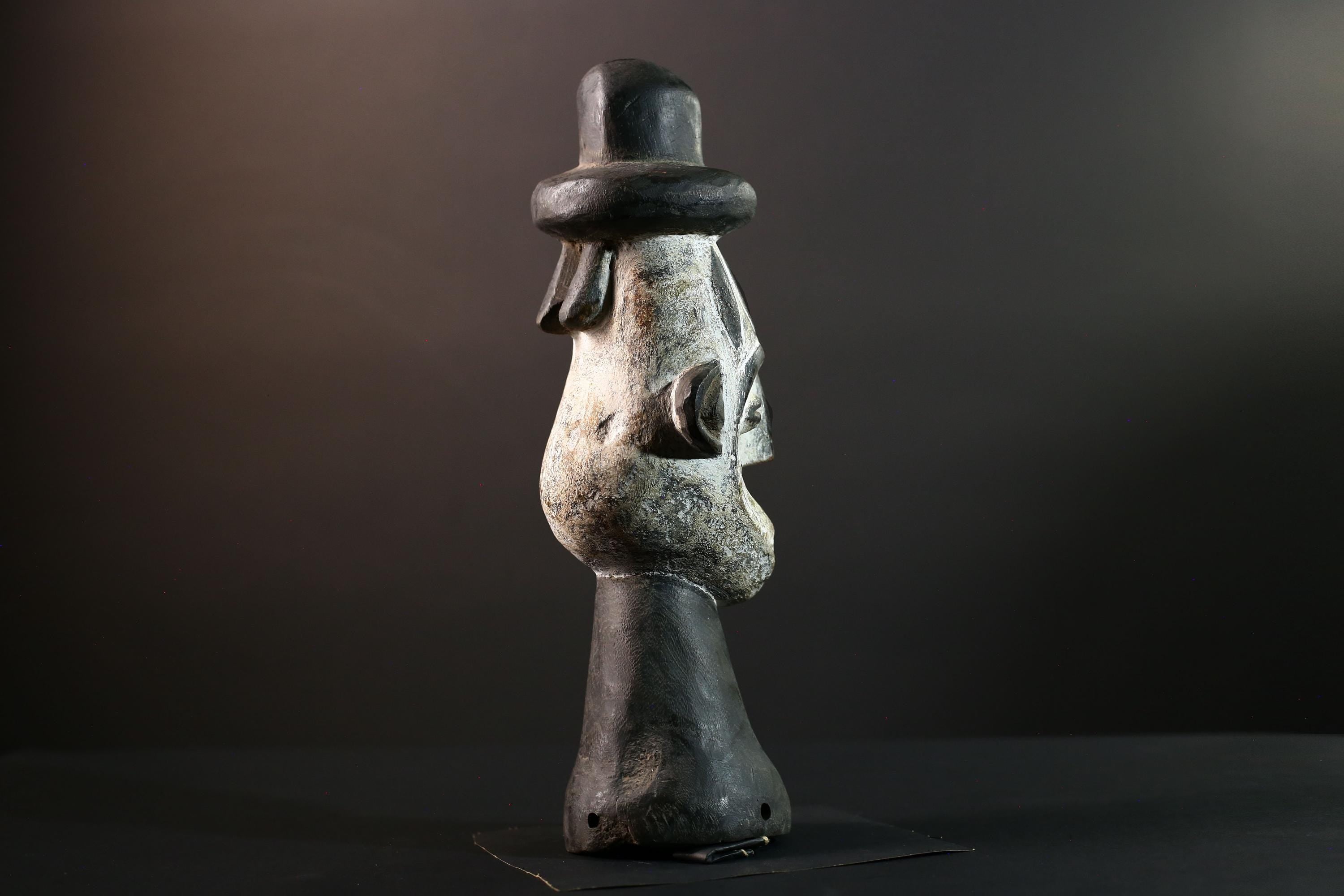 African head sculpture Songye tribal carved wood spirit statue Congo decor ceremonial art spiritual African wall altar piece G5599