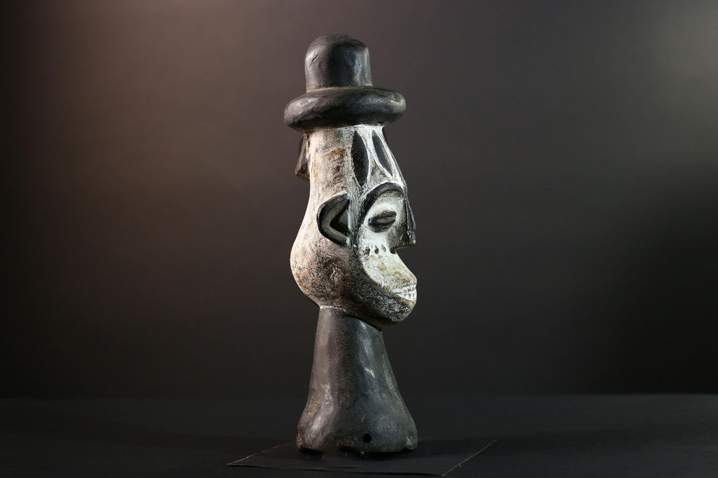 African head sculpture Songye tribal carved wood spirit statue Congo decor ceremonial art spiritual African wall altar piece G5599