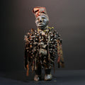 African nail fetish statue Congo power nkisi nkondi carved tribal charm spirit shrine figure protective sculpture wood magic decor G5601