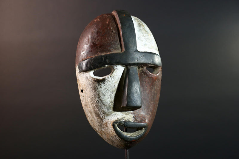 African Dan Mask Wall Art Tribal Carved Spirit Sculpture Liberia Face Decor Authentic African Wood Mask Ethnic Handcrafted Ritual Art-G5602