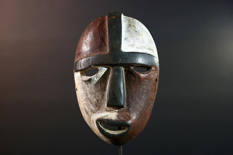 African Dan Mask Wall Art Tribal Carved Spirit Sculpture Liberia Face Decor Authentic African Wood Mask Ethnic Handcrafted Ritual Art-G5602
