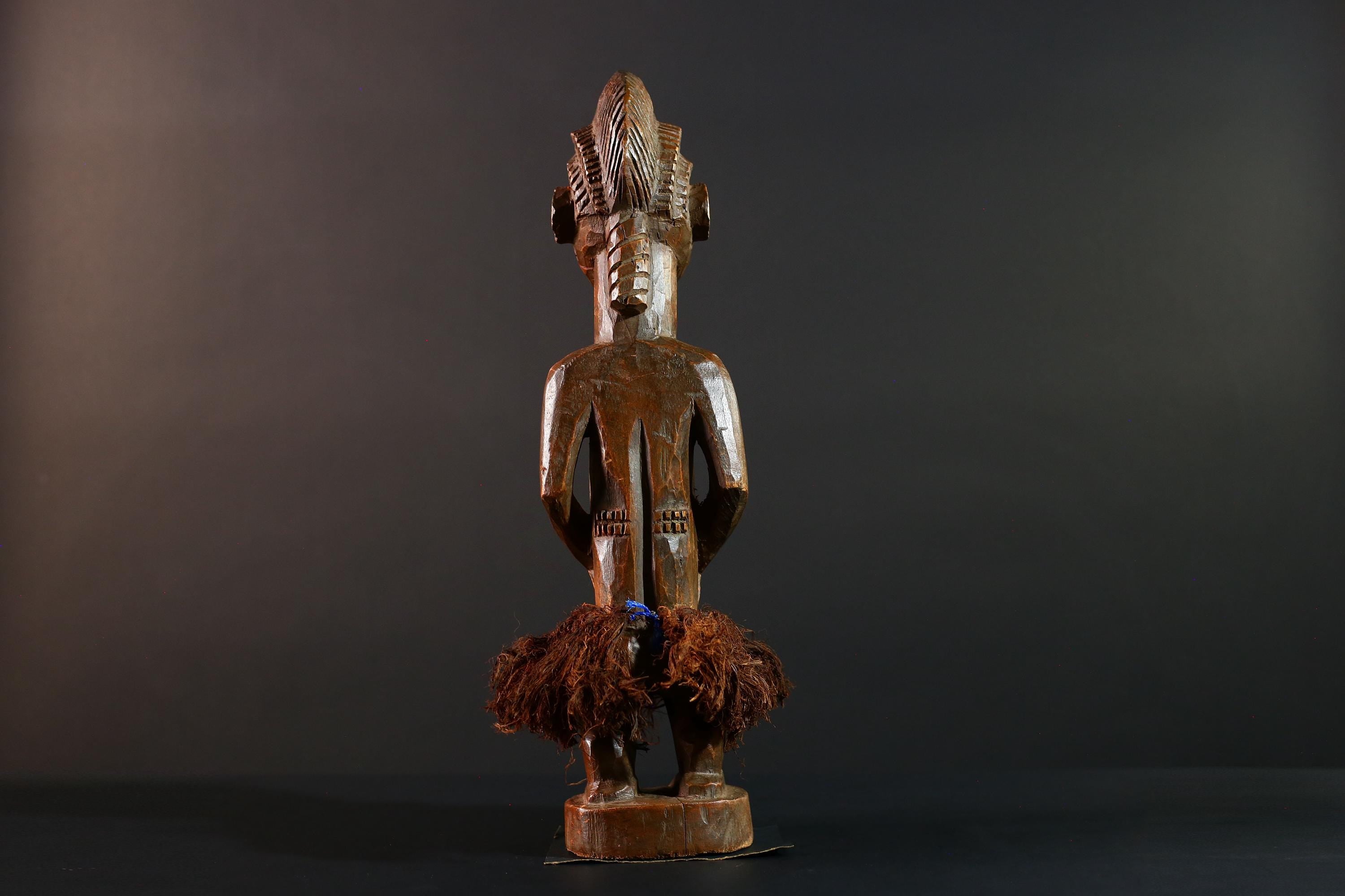 Baule Female Ancestor Figure African Tribal Statue Côte d’Ivoire Wood Sculpture Hand Carved Skirted Decor Spirit Doll Tribal Art-G5613