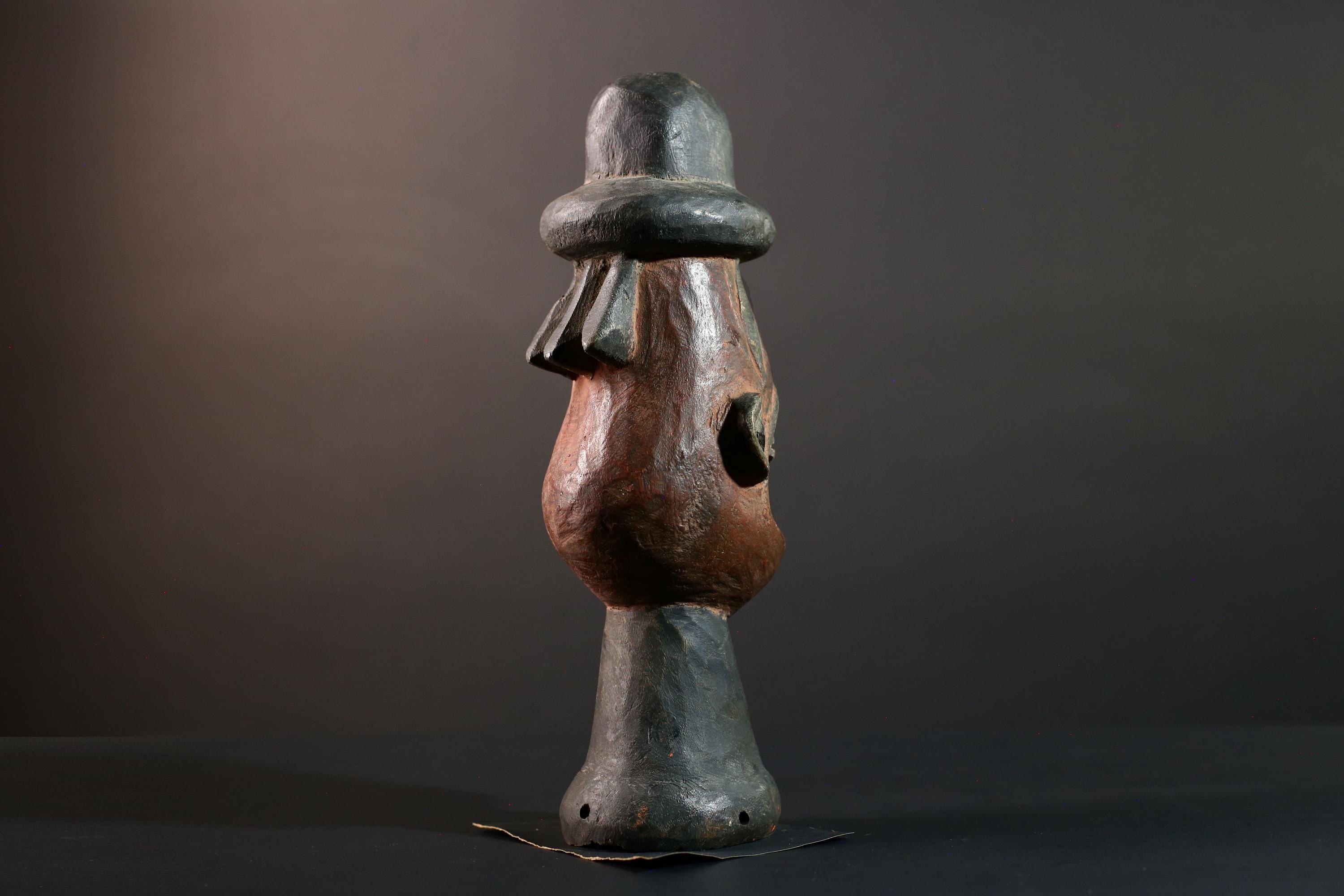 African Songye Head Figure Tribal Wood Sculpture Congo Art Spirit Carving Ceremonial Bust Ethnic Home Decor Wall Accent-G5615